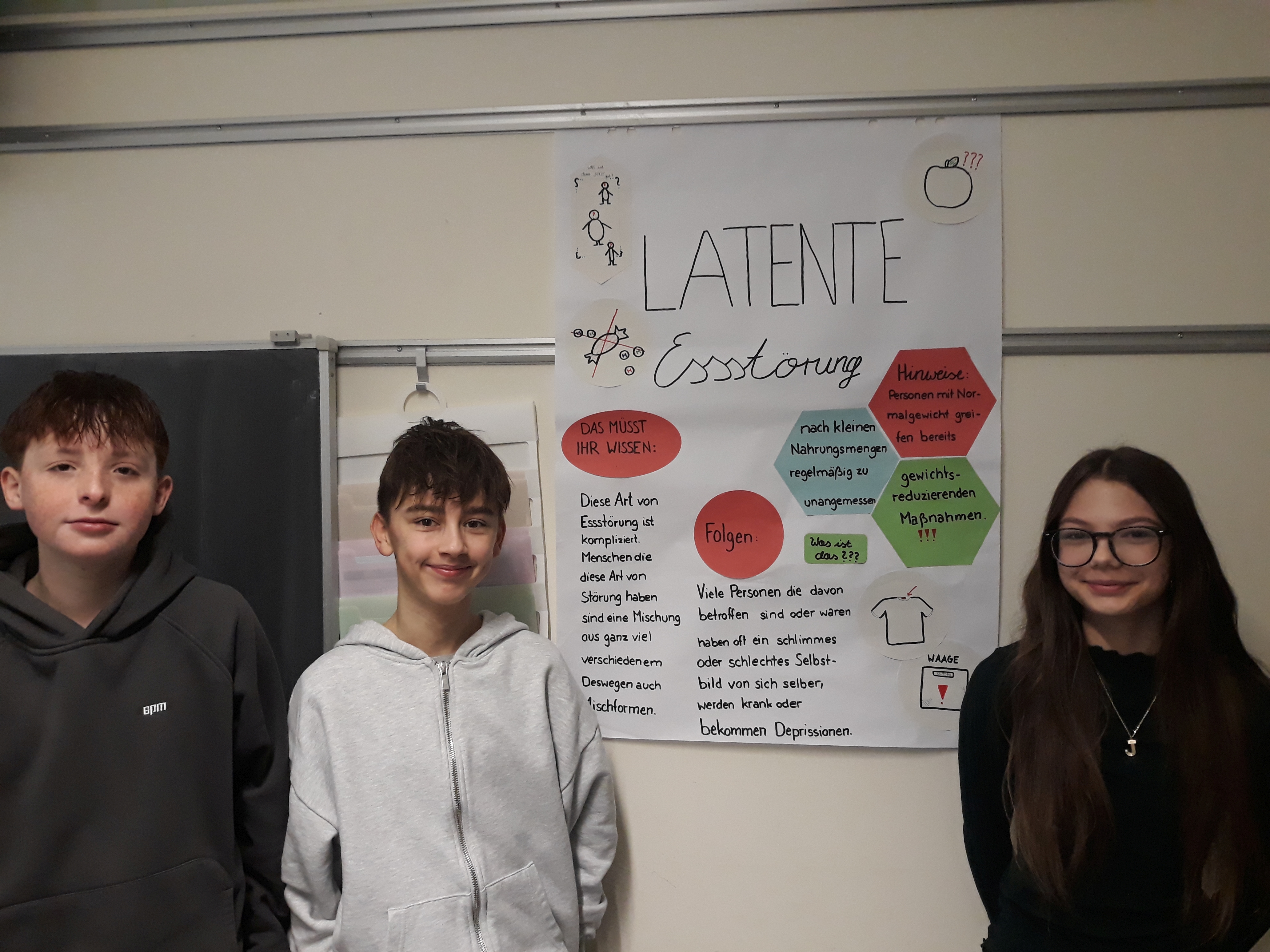 Schüler mit Latente-Essstörung-Plakat