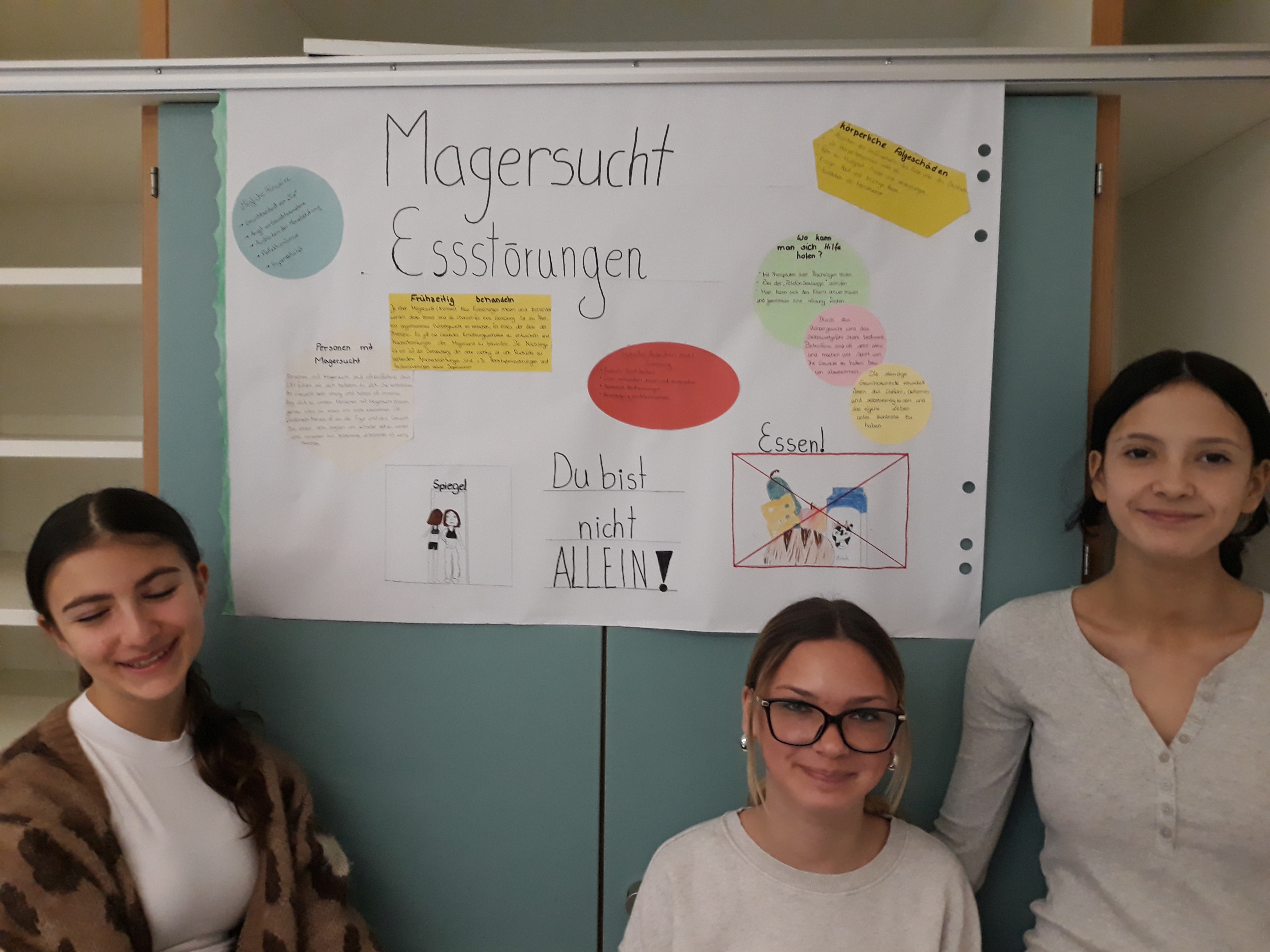 Schüler mit Magersucht-Essstörungen-Plakat